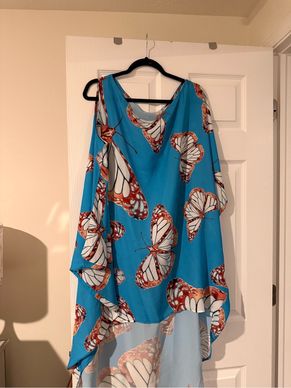 Brunello Cucinelli Blue Butterfly-Print Silk Tunic
